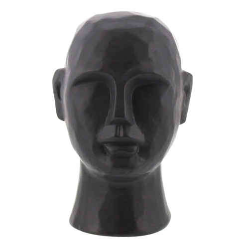 8" Matte Black Ceramic Bust Decorative Sculpture (384113)