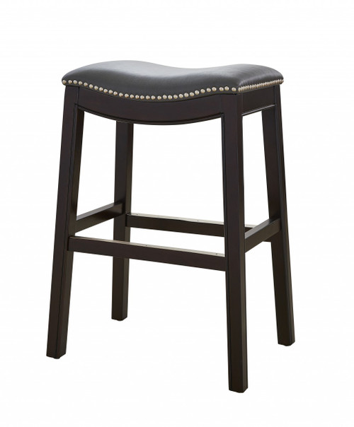 25" Espresso And Gray Saddle Style Counter Height Bar Stool (384138)