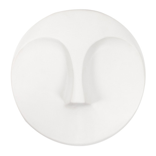 Round Matte White Glaze Finish Ceramic Face Wall Sculpture (384170)