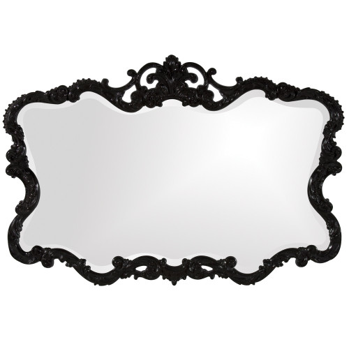 Ornate Black Lacquer Finish Polyurethane Frame Mirror (384175)