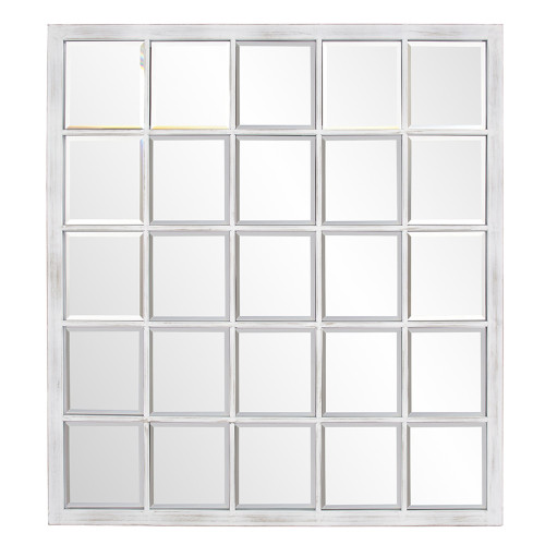 Rectangular White Finish Metal Tile Frame Mirror (384180)