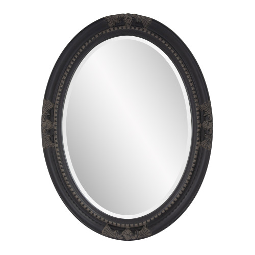 Oval Shaped Antique Black Finish Wood Frame Mirror (384183)