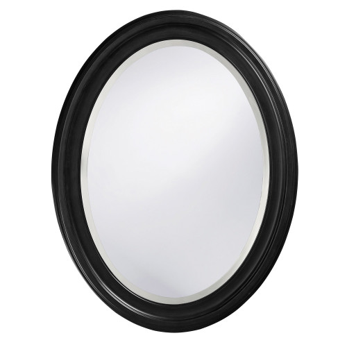 Oval Shaped Matte Black Finish Wood Frame Mirror (384187)