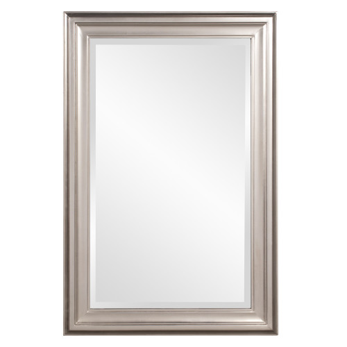 Rectangular Bright Silver Leaf Wood Frame Mirror (384188)