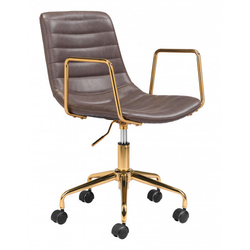 Brown And Gold Rolling Swivel Office Chair (385446)