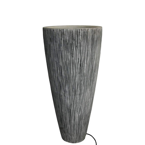 1" X 18" X 39" Gray, Sandstone, Ribbed Long Conical - Planter With Light (274808)