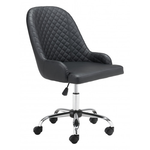 Black Quilted Back Faux Leather Swivel Office Chair (385459)