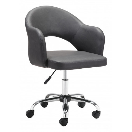 Gray Faux Leather Curved Open Back Office Chair (385464)