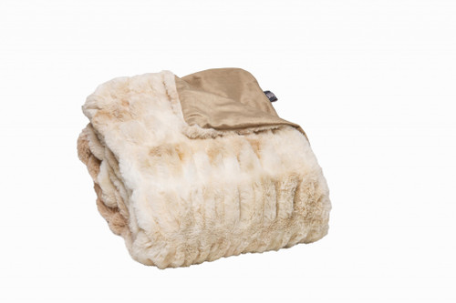 Chunky Sectioned Shades Of Beige Faux Fur Throw Blanket (386755)