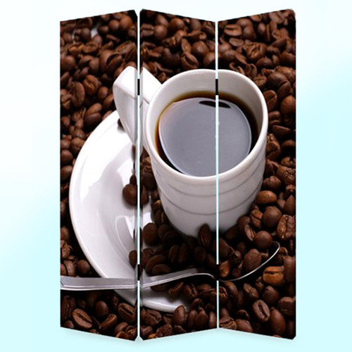 1" X 48" X 72" Multi-Color, Wood, Canvas Coffee Time - Screen (274630)