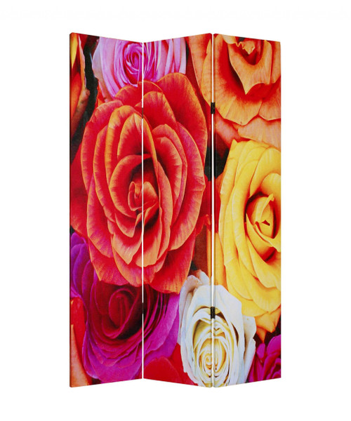 1" X 48" X 72" Multi-Color, Wood, Canvas, Daisy And Rose - Screen (274613)
