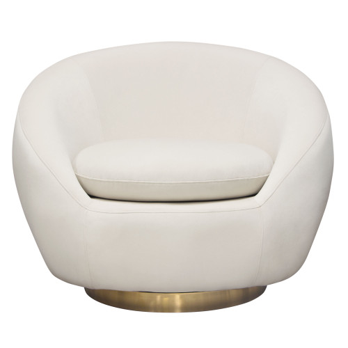 Celine Swivel Accent Chair In Light Cream Velvet W/ Brushed Gold Accent Band By Diamond Sofa CELINECHCM