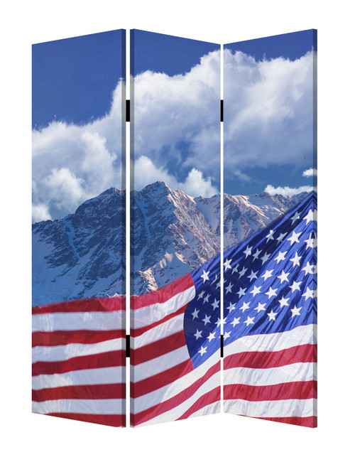 1" X 48" X 72" Multi-Color, Wood, Canvas, Model American Flag - Screen (277089)