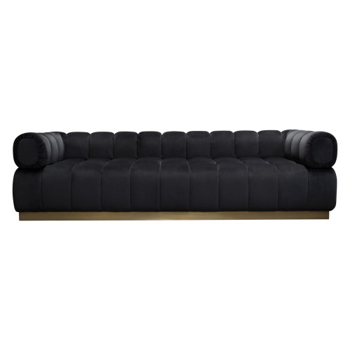 Image Low Profile Sofa In Black Velvet W/ Brushed Gold Base By Diamond Sofa IMAGESOBL