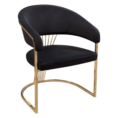 Solstice Dining Chair In Black Velvet W/ Polished Gold Metal Frame By Diamond Sofa SOLSTICEDCBL1PK