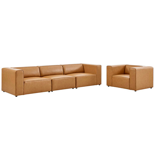 Mingle Vegan Leather Sofa And Armchair Set EEI-4791-TAN