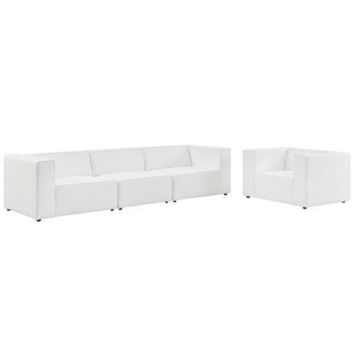 Mingle Vegan Leather Sofa And Armchair Set EEI-4791-WHI