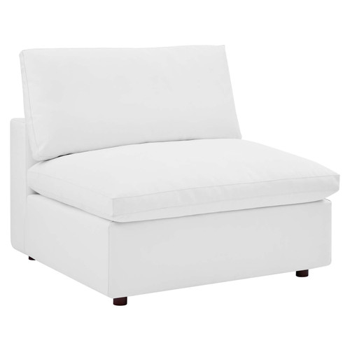 Commix Down Filled Overstuffed Vegan Leather Armless Chair EEI-4694-WHI