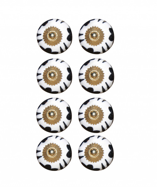 1.5" X 1.5" X 1.5" Black, White And Gold - Knobs 8-Pack (321649)