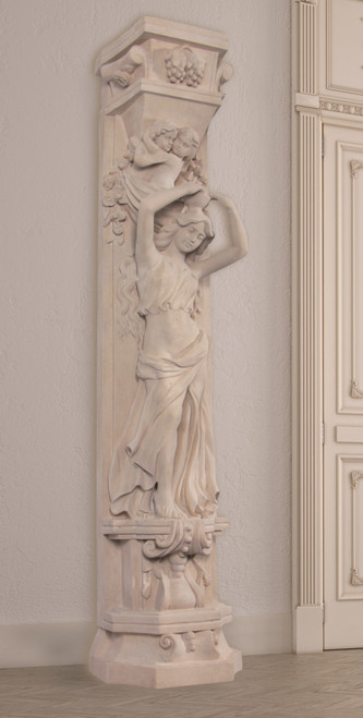 Roman Girl With Bowl Pilaster Stone Cast (12018967)