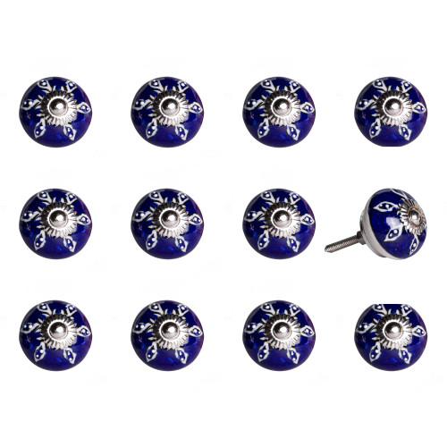 1.5" X 1.5" X 1.5" Navy, White And Silver - Knobs 12-Pack (321703)