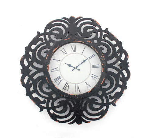 24" X 24" X 2" Black, Vintage, Wooden - Wall Clock (274488)