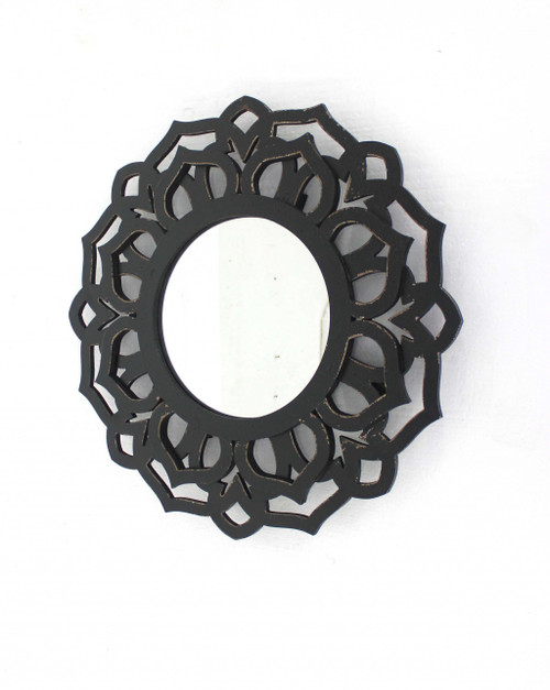 23.75" X 23.75" Black, Traditional, Lotus - Wall Mirror (274564)