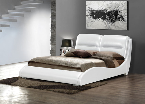 Queen Bed, White Pu - Bycast Pu, Cafr Foam, Mdf White Pu (285558)