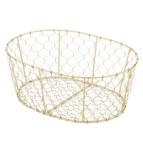 10" X 14" X 5.5" Antique Brass/Oval Wire - Basket (354754)