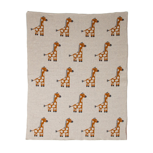 Ivory Giraffe Knitted Baby Blanket (383166)