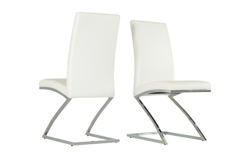 Set Of 2 Modern White Faux Leather And Chrome Dining Chairs (384366)