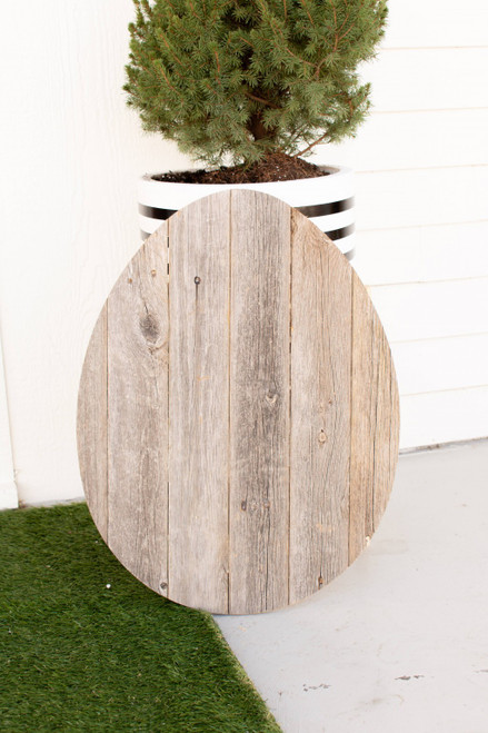 18" Rustic Farmhouse Gray Wooden Large Egg (384888)