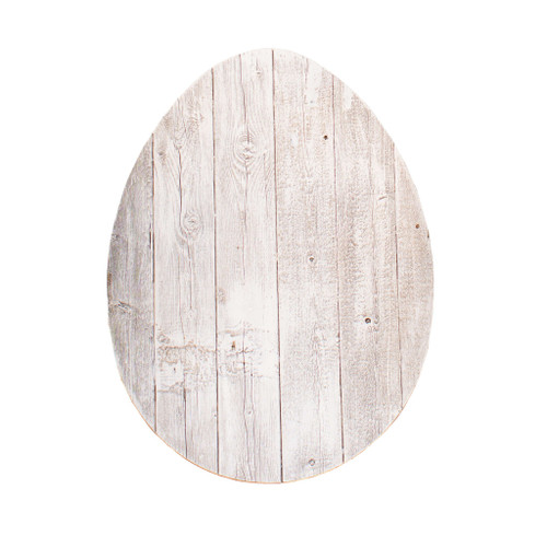 18" Rustic Farmhouse White Wash Wood Large Egg (384895)