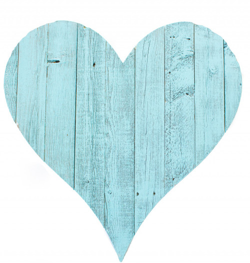24" Rustic Farmhouse Turquoise Large Wooden Heart (384910)