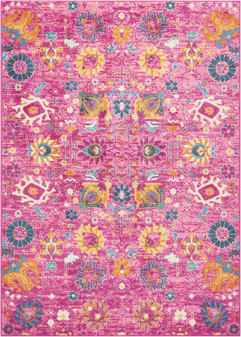 4' X 6' Fuchsia And Orange Distressed Area Rug (385191)