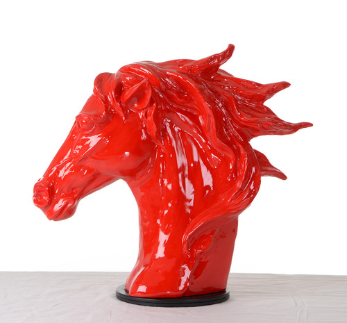 11" Red Polyresin Horse Head Sculpture (284043)