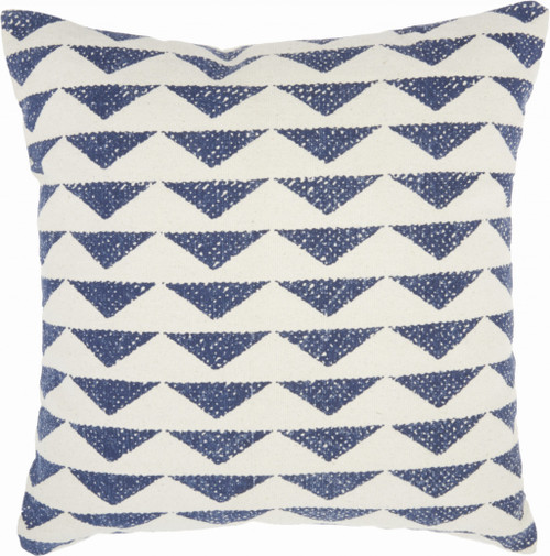 Navy Blue And Ivory Triangles Throw Pillow (386089)