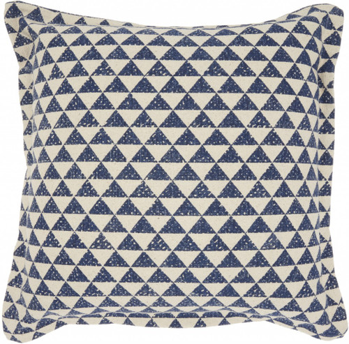 Indigo And Ivory Triangle Design Throw Pillow (386096)