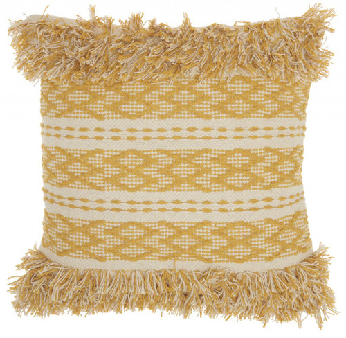 Mustard And Ivory Textured Throw Pillow (386110)