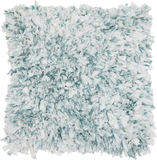 Shaggy Chic Teal And Ivory Throw Pillow (386113)