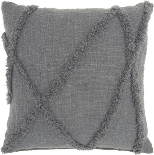 Boho Chic Gray Textured Lines Throw Pillow (386307)