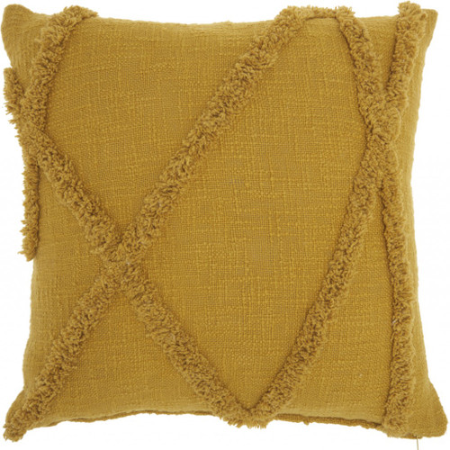 Boho Chic Mustard Textured Lines Throw Pillow (386310)