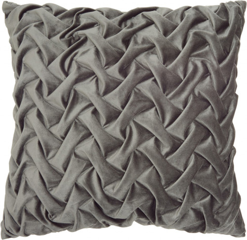 Dark Gray Pleated Velvet Throw Pillow (386615)