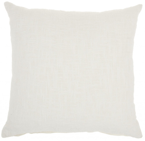 White Solid Woven Throw Pillow (386681)