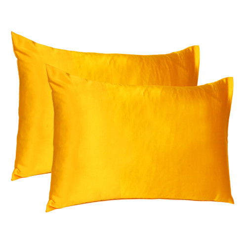 Goldenrod Dreamy Set Of 2 Silky Satin King Pillowcases (387855)