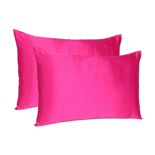 Fuchsia Dreamy Set Of 2 Silky Satin Queen Pillowcases (387905)