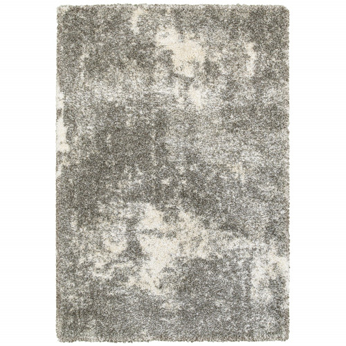 5' X 8' Gray And Ivory Distressed Abstract Area Rug (387965)