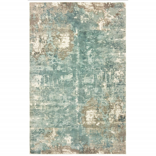 10' X 14' Blue And Gray Abstract Pattern Indoor Area Rug (388103)