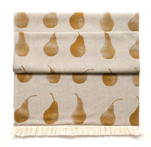 Set Of Yellow Pear Pattern Table Runner With 8 Matching Napkins (389014)