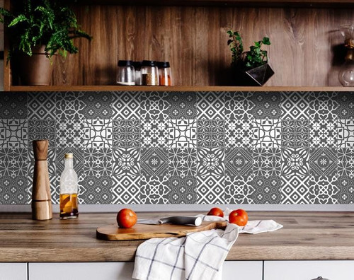 7" X 7" Gray And White Mosaic Peel And Stick Removable Tiles (390711)